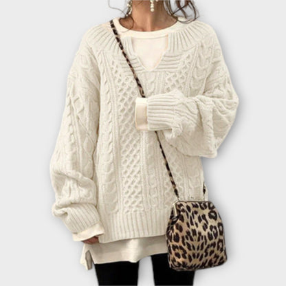 Oversized Strikkegenser med Kabelmønster