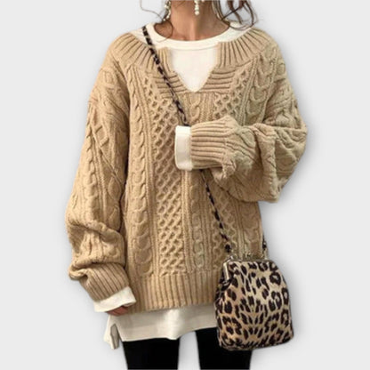 Oversized Strikkegenser med Kabelmønster