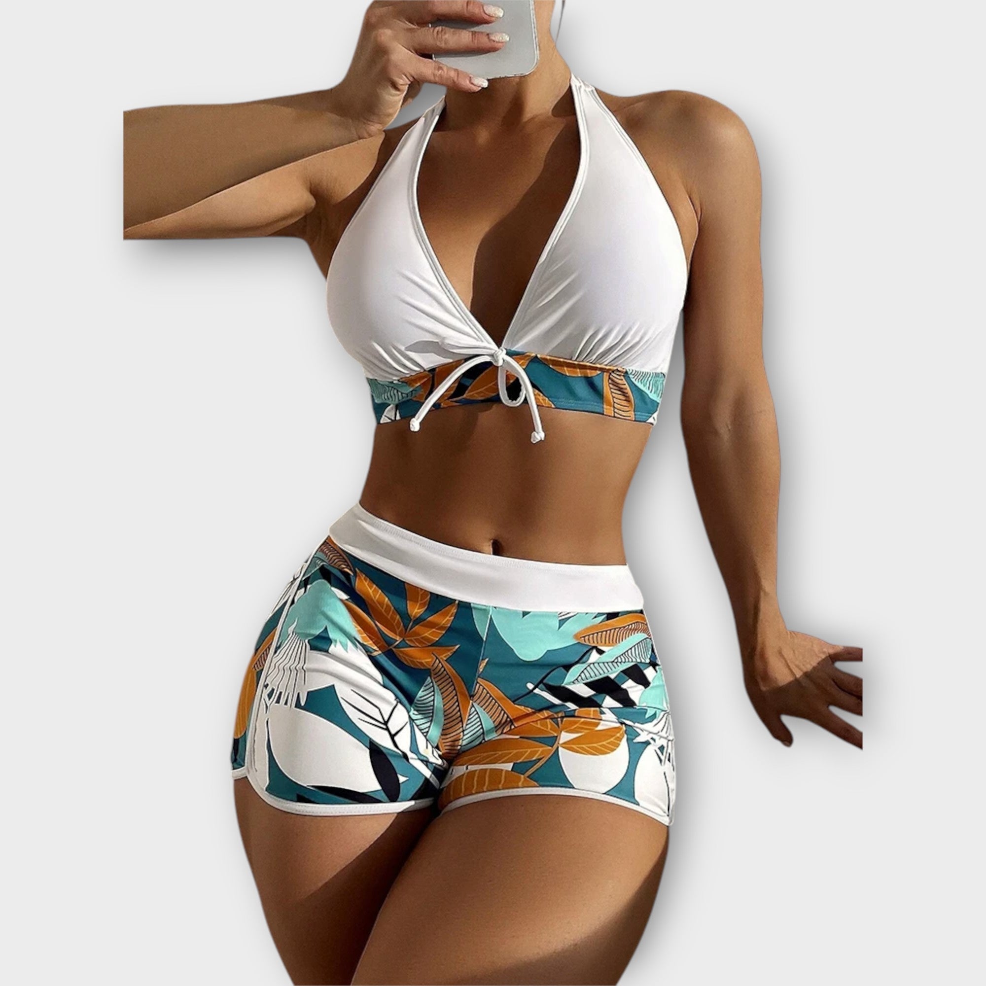 Høy midje halterneck bikini sett