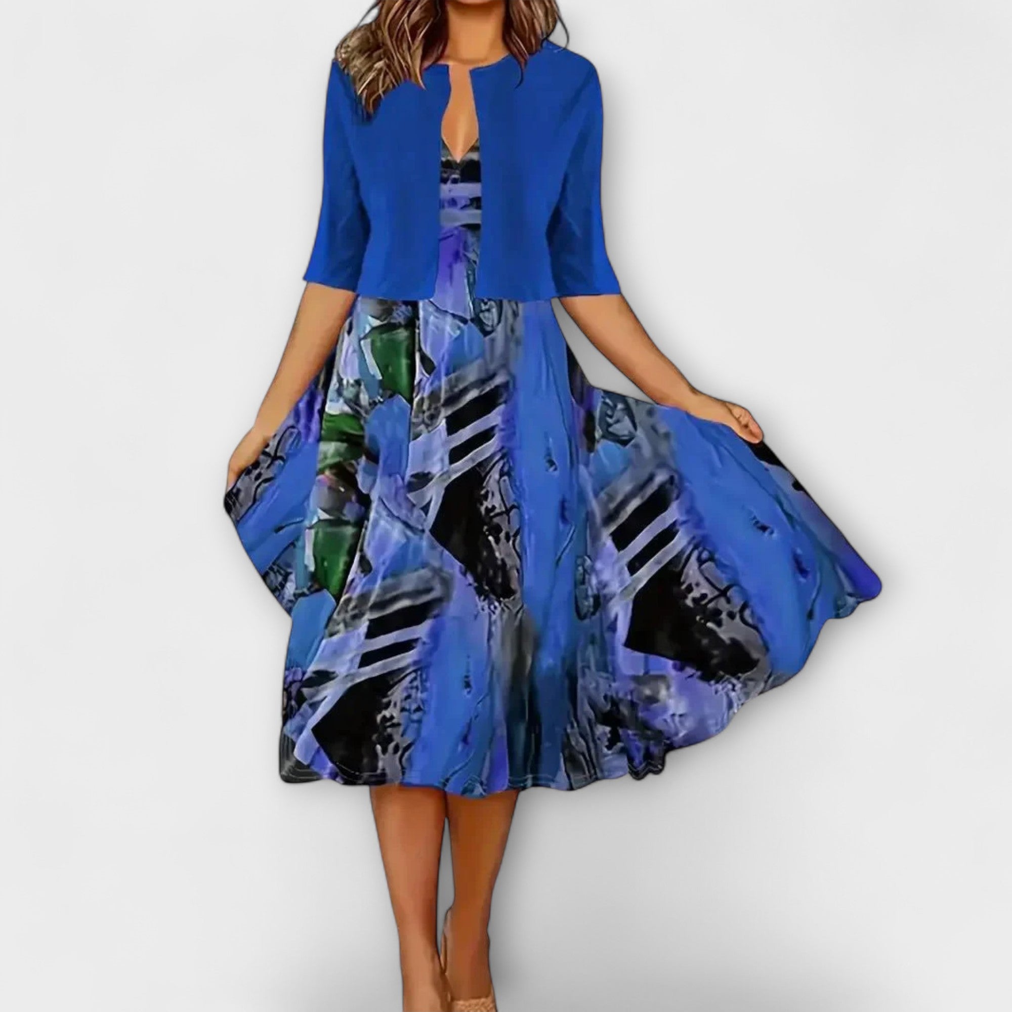 Dame Midi Kjole med Blazer