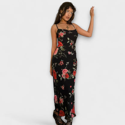 Blomsterprint Spaghetti Stropp Bodycon Kjole