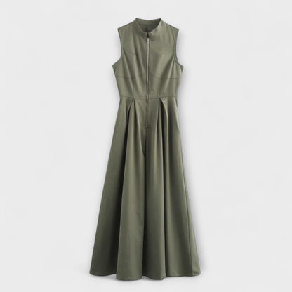 Ermeløs Plisserte Bodycon Midi Kjole