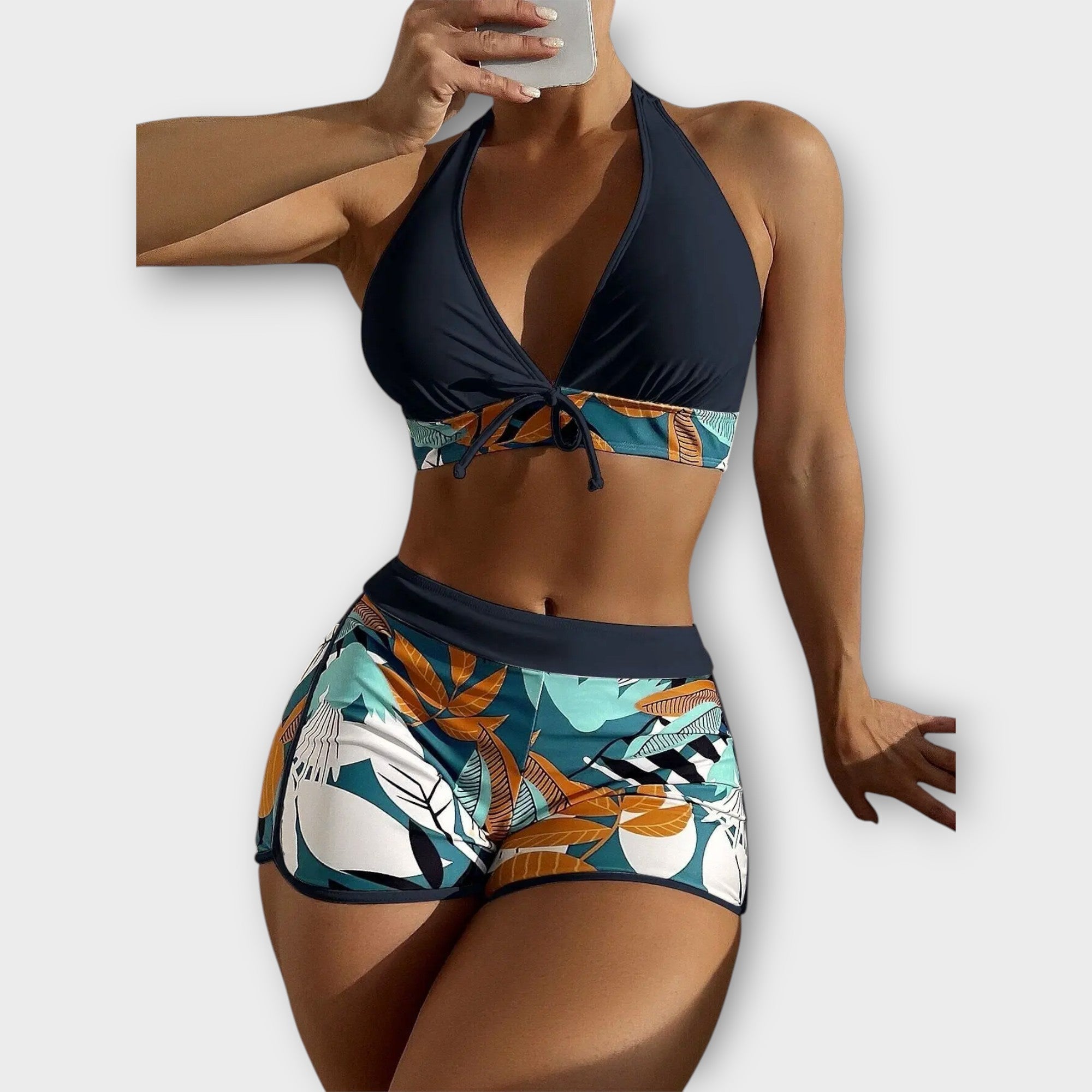 Høy midje halterneck bikini sett