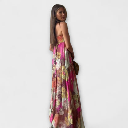 Chic Retro Uten Stropper Plisserte Maxi Kjole