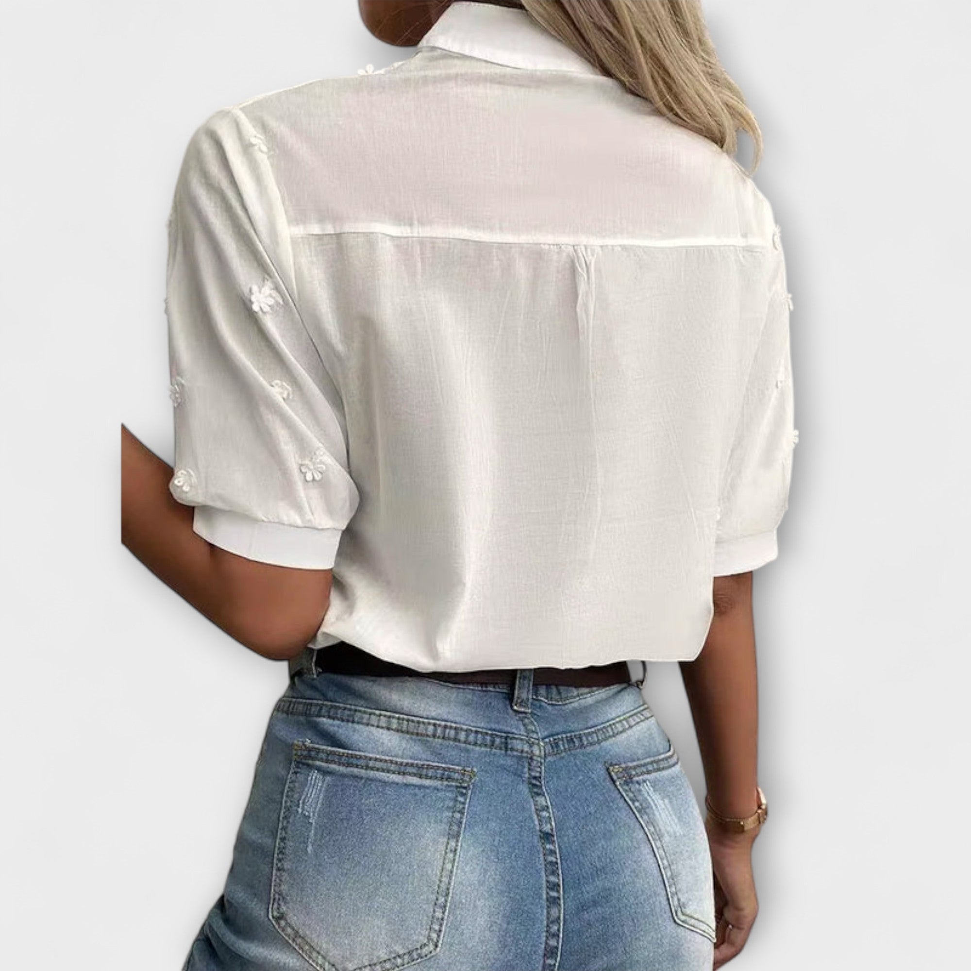 Élise - Mila Bluse med Eksklusiv Broderi