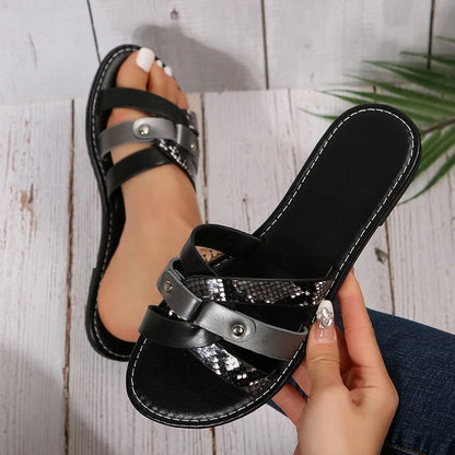 Leopard Krysstraps Sandaler