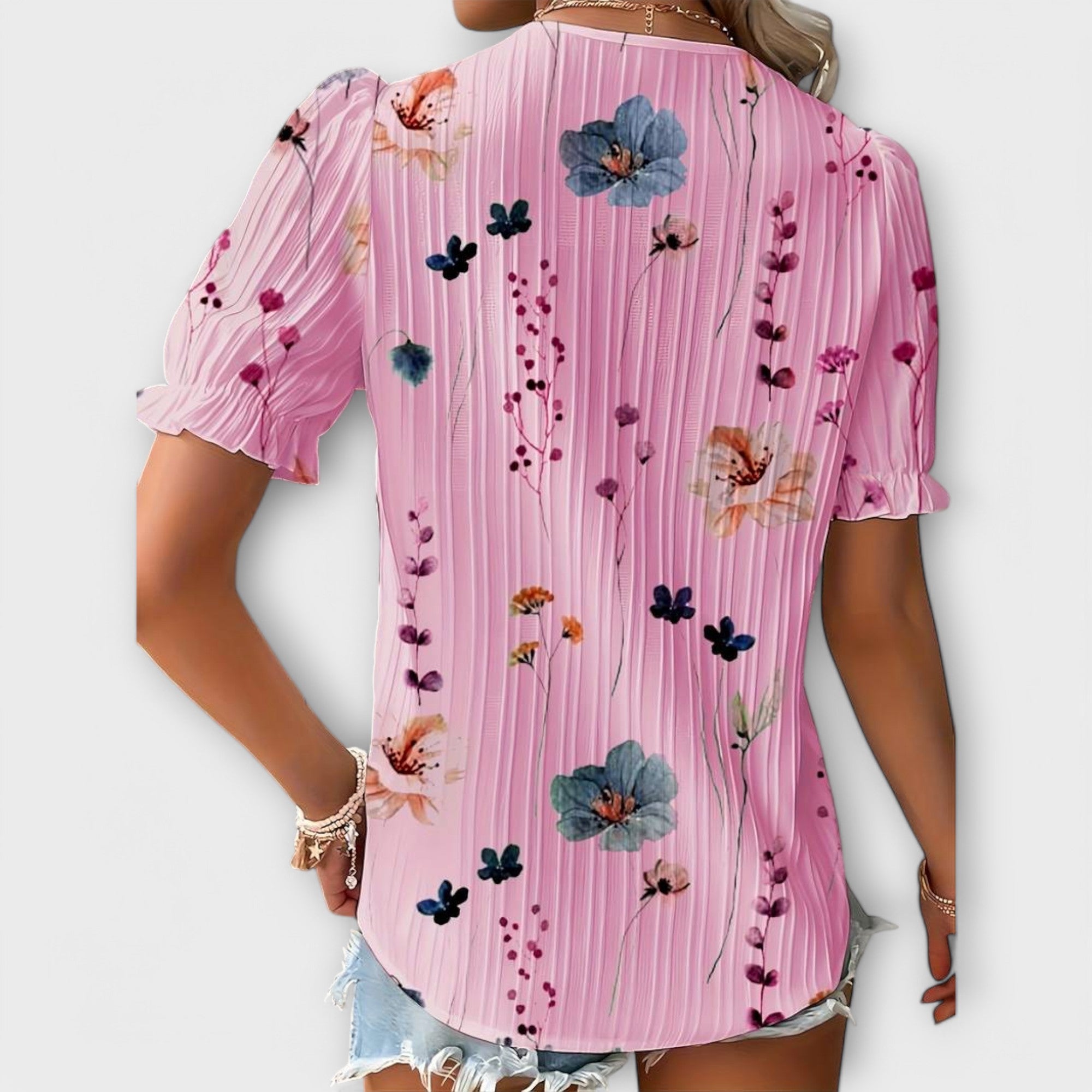 Emily - Motemessig Bluse med V-Hals