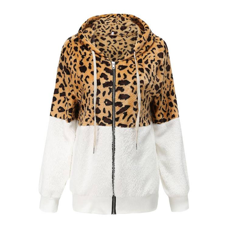 Lea - Fleece Hoodie med Leopard Design