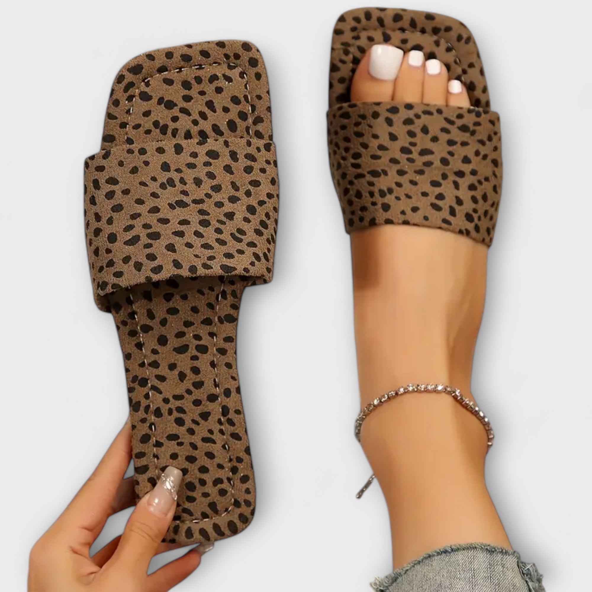 Flate Tøfler med Leopardmønster
