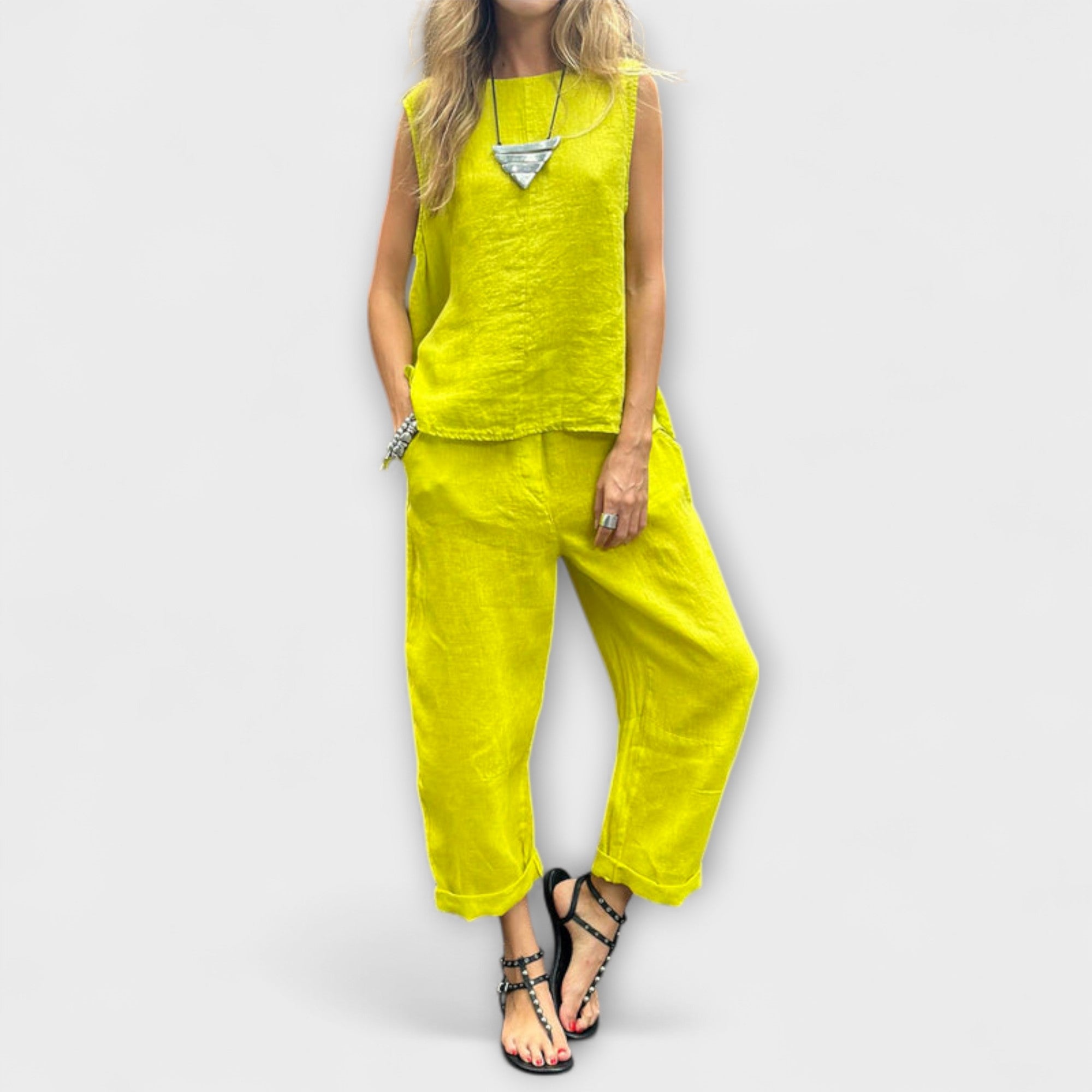 Jennifer - Avslappet Bomull-Lin Outfit