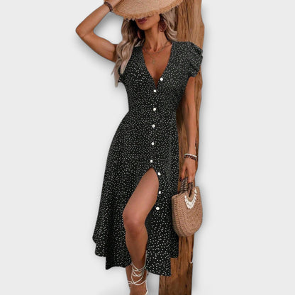 Chic Prikkete Midi Kjole