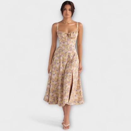 Zipporas - Skreddersydd Bustier Kjole med Moderne Vårblomsterprint