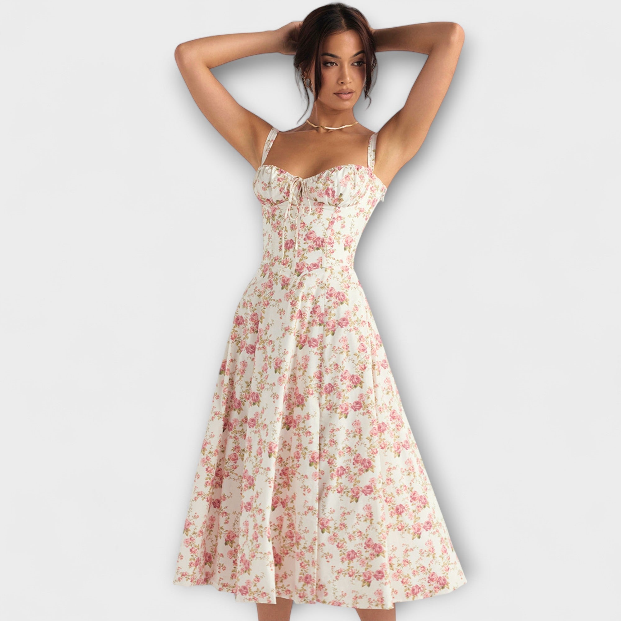 Zipporas - Skreddersydd Bustier Kjole med Moderne Vårblomsterprint