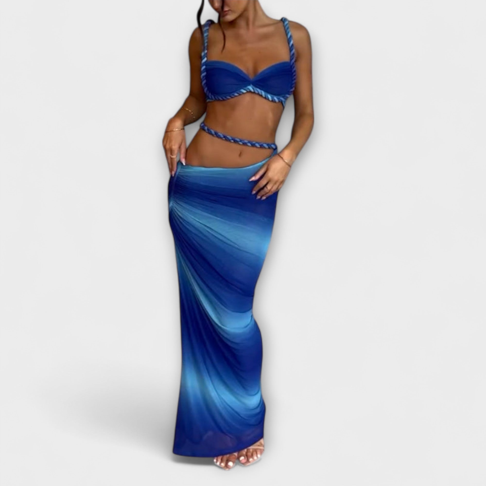 Jane - Stilfull Gradient Braid Crop Top & Overskirt Duo