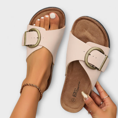 Margie - Kvinne Kork Sandaler med Spenne Design