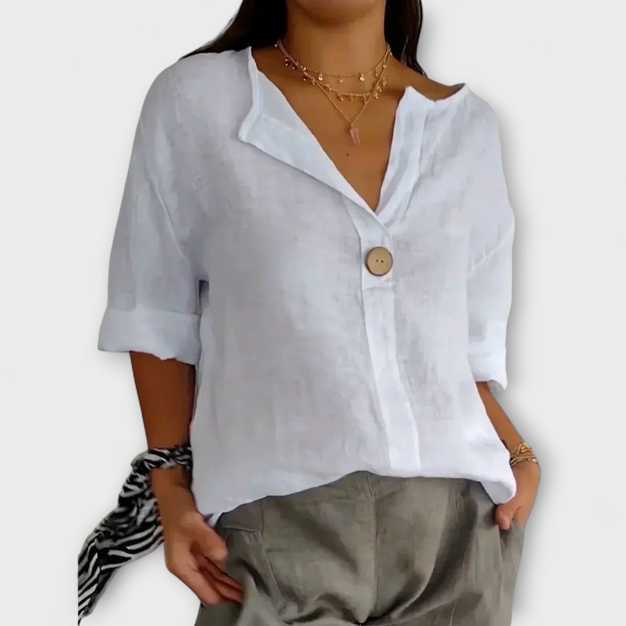 Nicole - Stilig Bluse med V-Hals