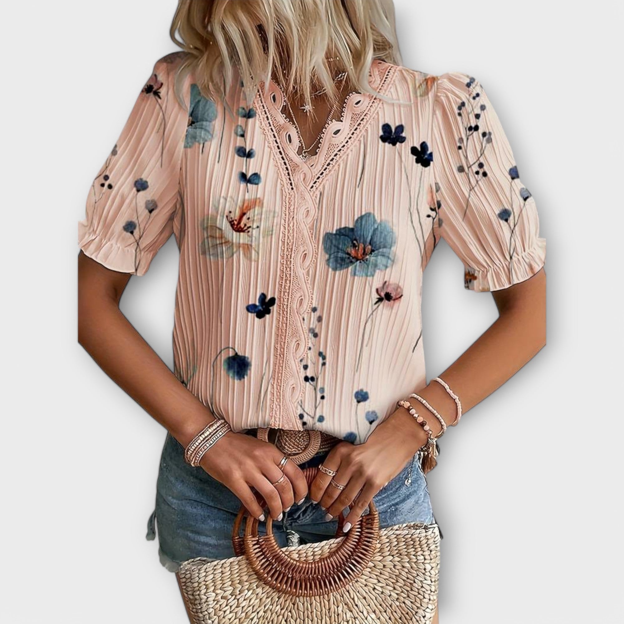 Emily - Motemessig Bluse med V-Hals
