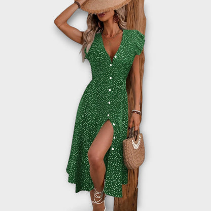 Chic Prikkete Midi Kjole