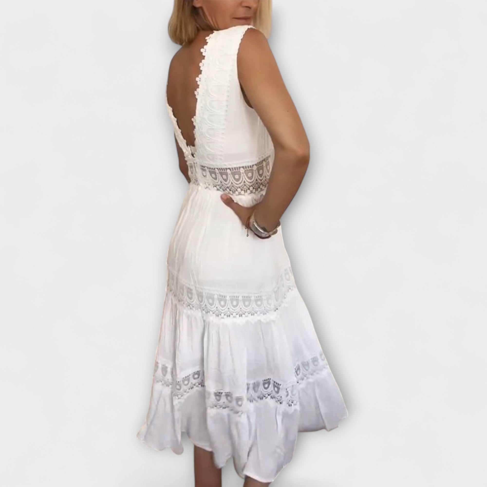 Aurélie - Elegant V-Hals Blondekjole