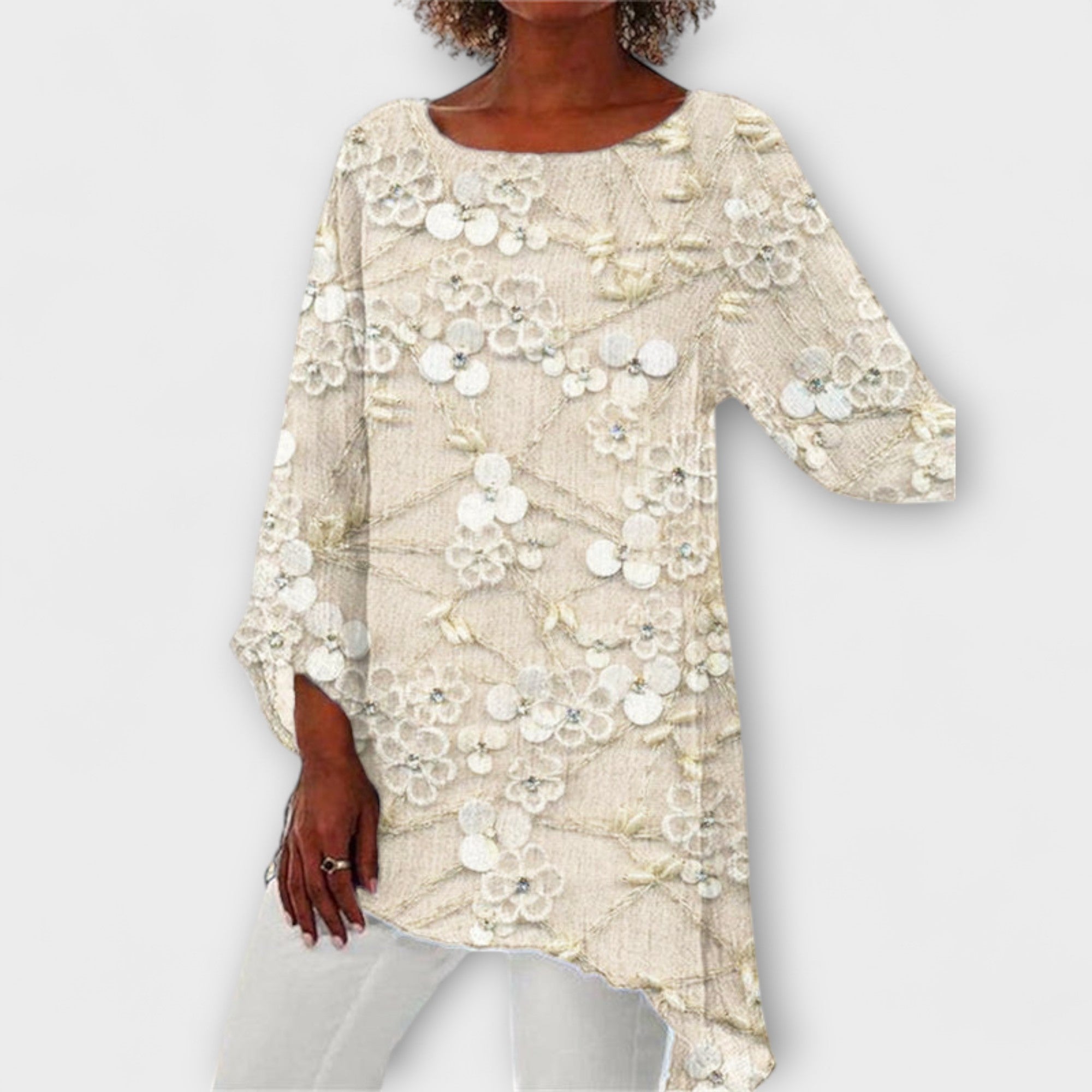 Harper - Bluse med Blomsterkrystalltrykk