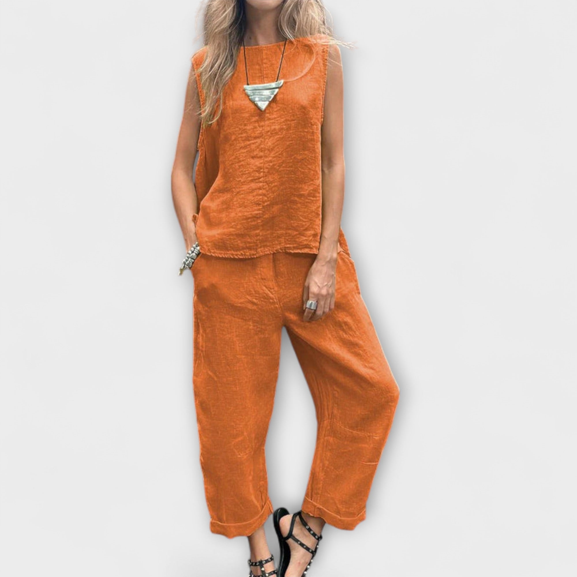 Jennifer - Avslappet Bomull-Lin Outfit
