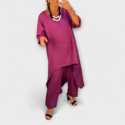 Tabea - Lin Dress med Rund Utringning
