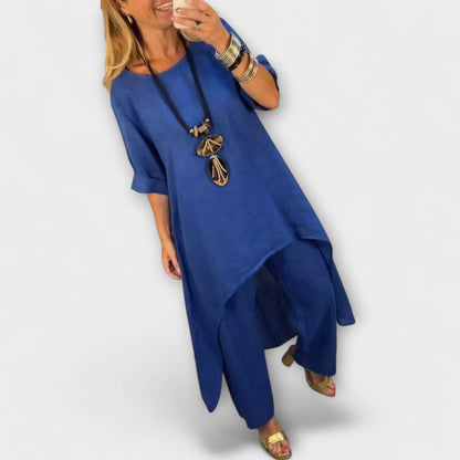 Tabea - Lin Dress med Rund Utringning