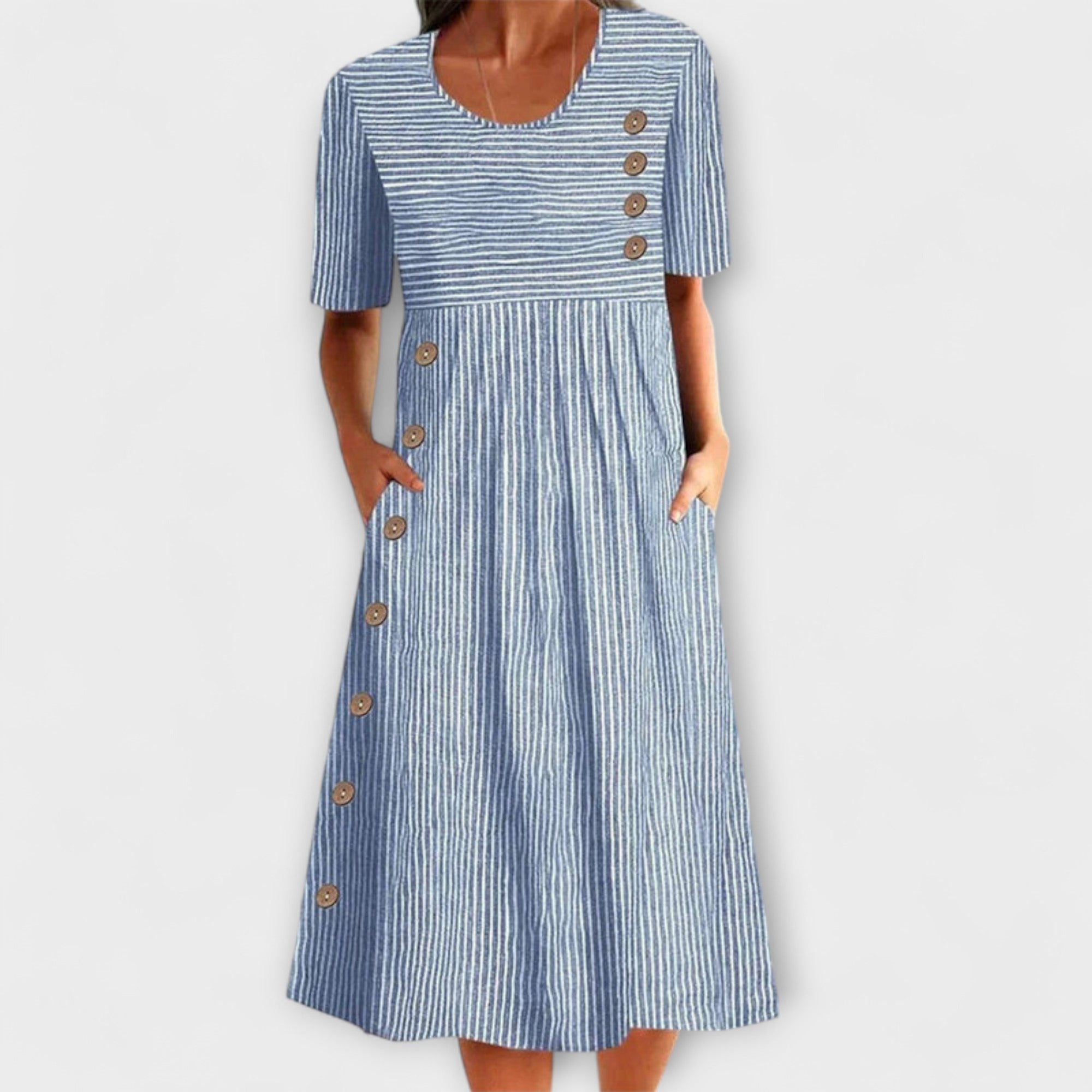Luisa – Stripete Premium Midi Kjole