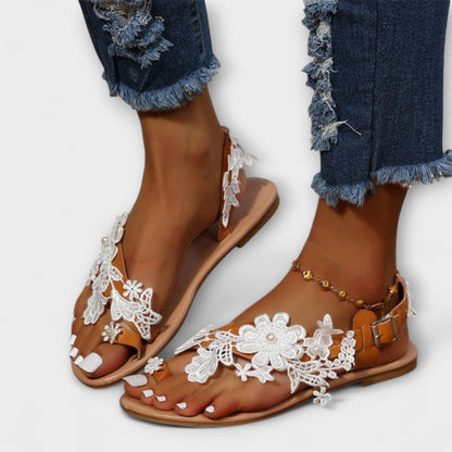 Boho - Komfortable Sandaler med Blomster & Ankelrem