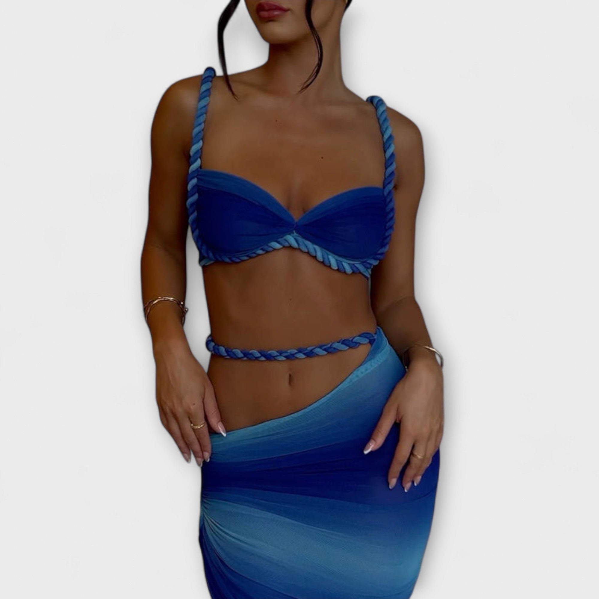 Jane - Stilfull Gradient Braid Crop Top & Overskirt Duo