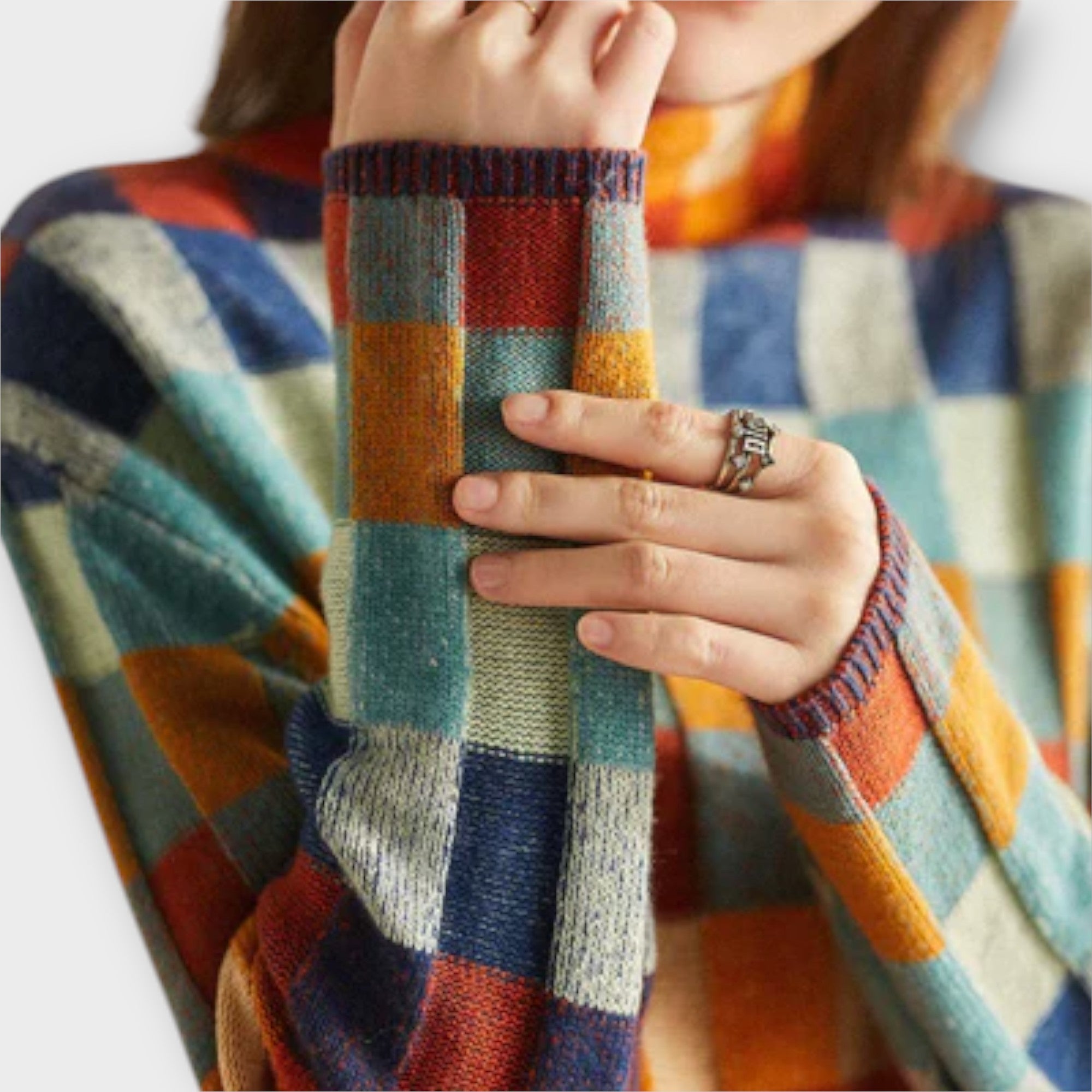 Erika - Patchwork Turtleneck Genser