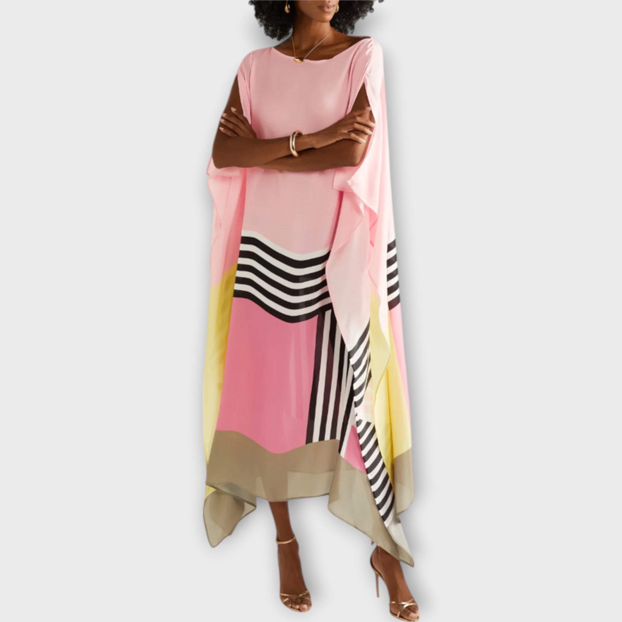 Elenora - Geometrisk kaftan med lommeutskjæring