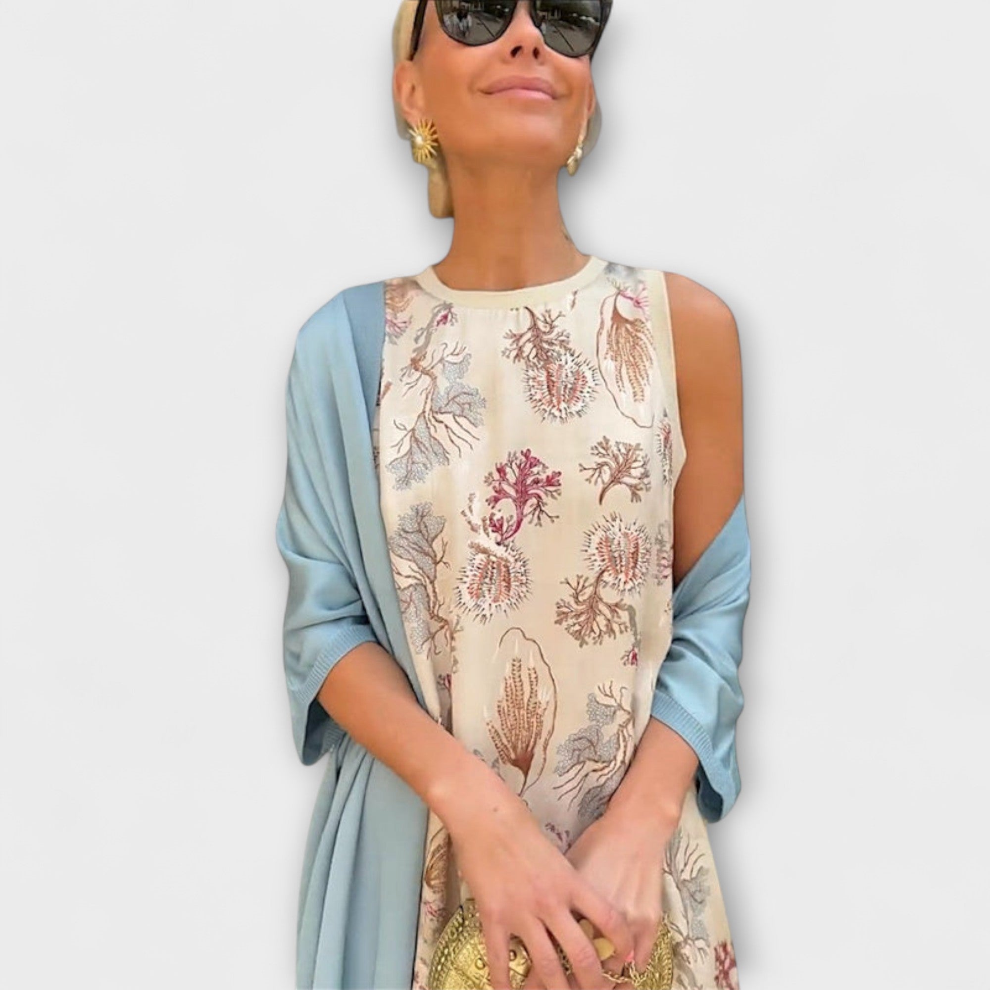 Elveria – Maxi Kjole med Matchende Cardigan